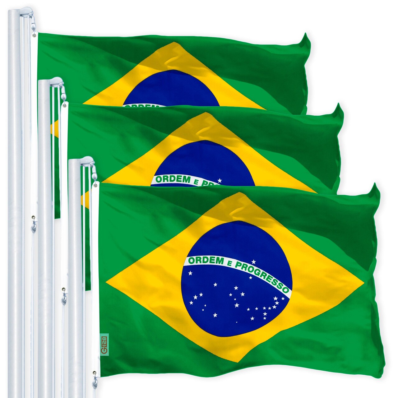 Brazil Brazilian Flag 3x5 Ft 3-Pack 150D Printed Polyester By G128